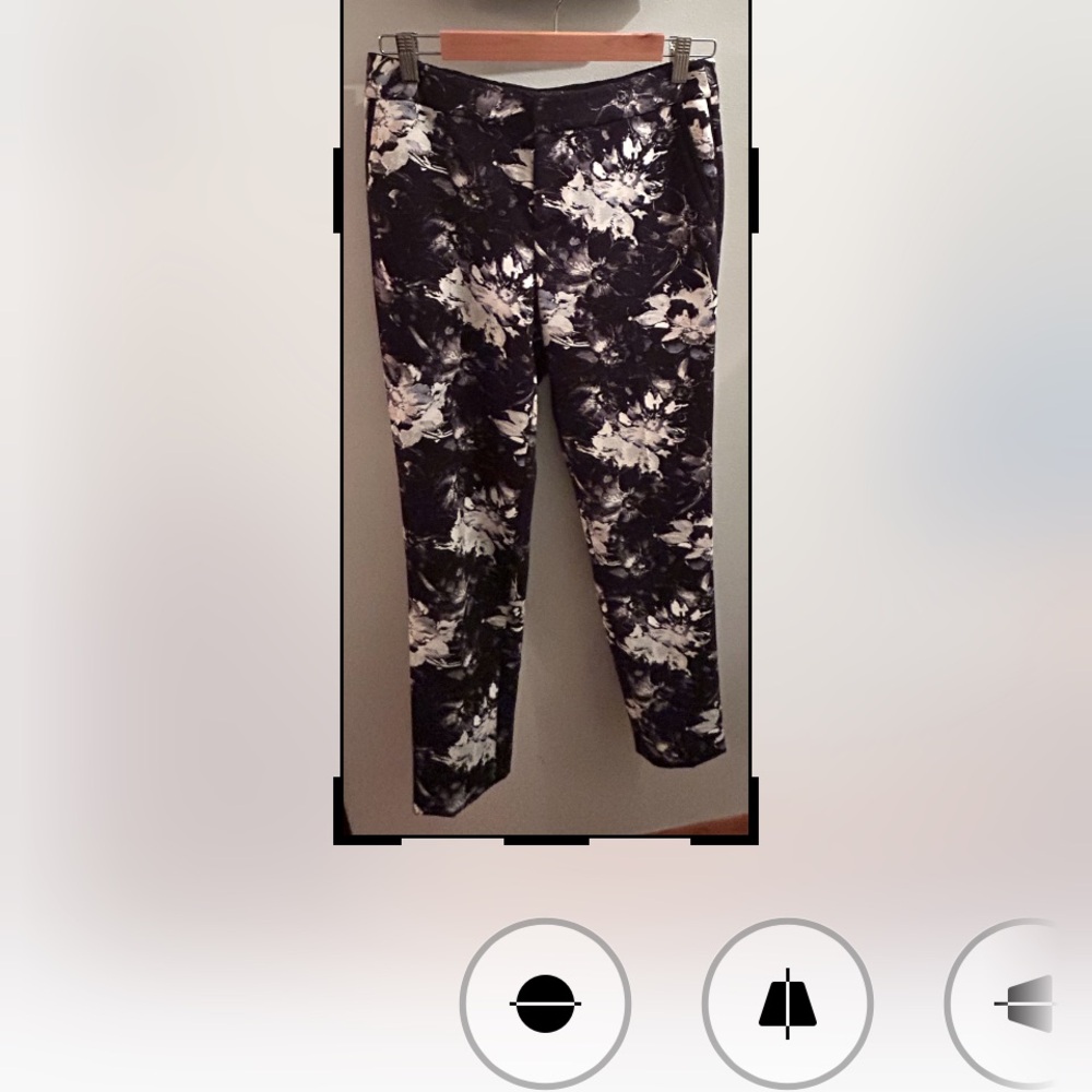 Rebecca Taylor Black and Cream Pants with scattered sutle light mauve touches